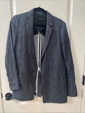 Banana Republic Navy Linen-Blend Blazer